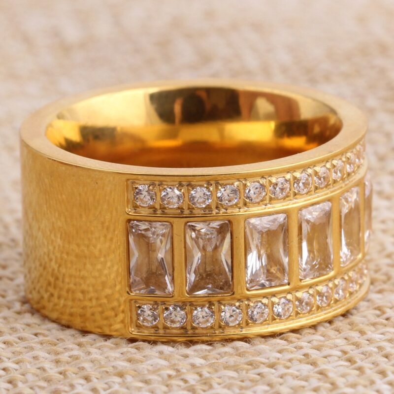 Gold Ultra Wide Baguette Diamond Band - Image 5
