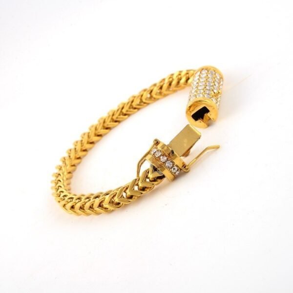 Gold Iced Clasp Franco Bracelet - Image 2