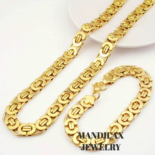 Gold Byzantine Necklace & Bracelet Set