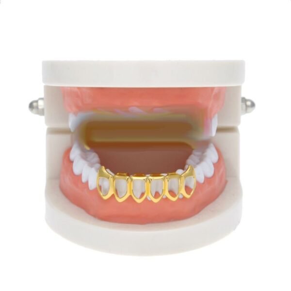 Gold Hollow Joker Villian Bottom Teeth Grillz - Image 5