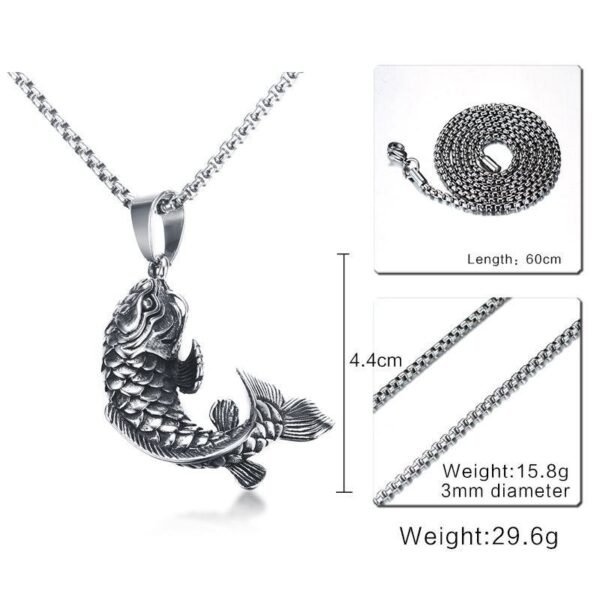 Vintage Silver 3D Koi Fish Chain - Image 7