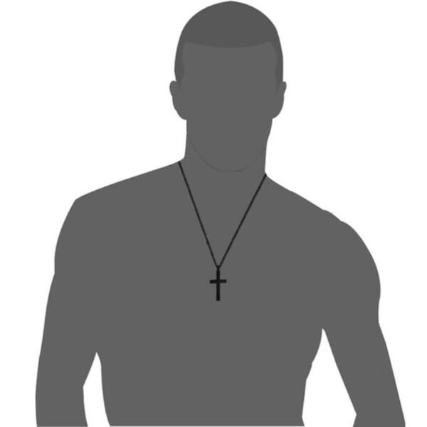 All Plain Black Cross Pendant with Cuban Chain - Image 2