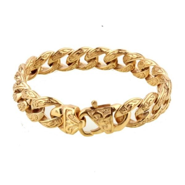 Gold Tribal Chrome Miami Cuban Link Bracelet