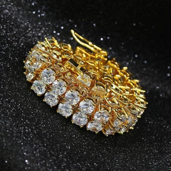 10mm Gold Dual Row Open Box Tennis Bracelet - Image 3