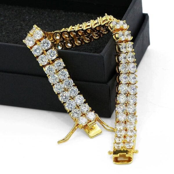 10mm Gold Dual Row Open Box Tennis Bracelet - Image 5