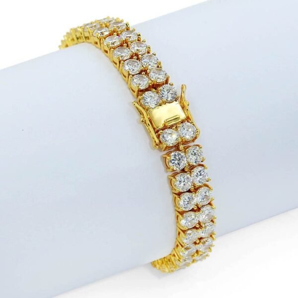 10mm Gold Dual Row Open Box Tennis Bracelet - Image 2