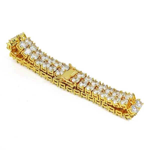 10mm Gold Dual Row Open Box Tennis Bracelet - Image 6