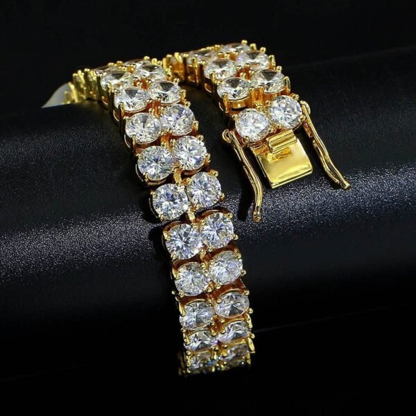 10mm Gold Dual Row Open Box Tennis Bracelet - Image 4