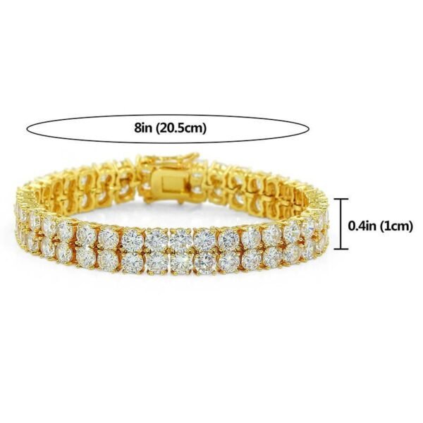 10mm Gold Dual Row Open Box Tennis Bracelet - Image 7