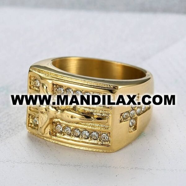 Iced Out Lab Diamond Jesus Crucifix Ring - Image 2
