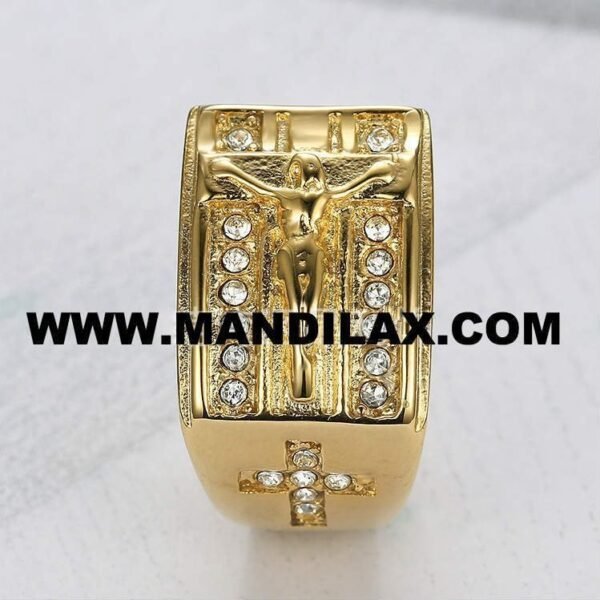 Iced Out Lab Diamond Jesus Crucifix Ring - Image 3