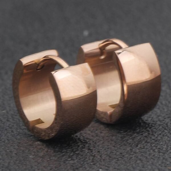 Gold Stainless Steel Plain Huggie Hoop Earrings ME-082 - Image 8