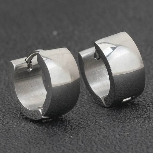 Gold Stainless Steel Plain Huggie Hoop Earrings ME-082 - Image 4