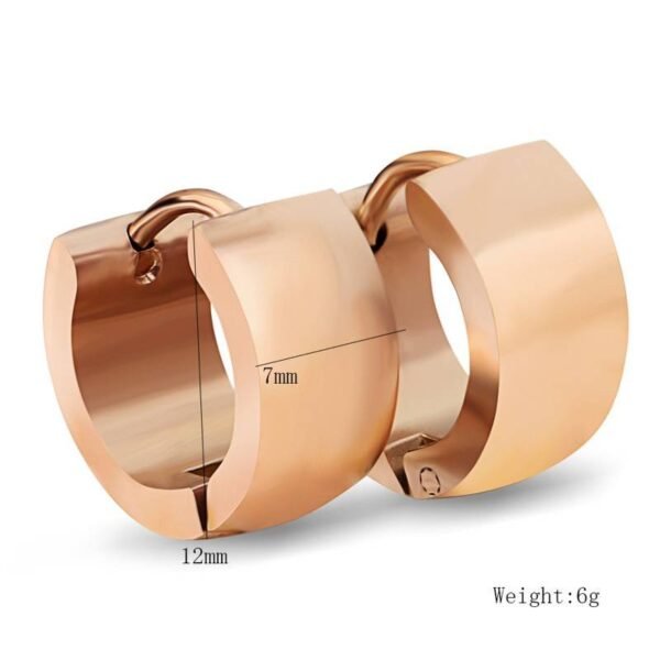 Gold Stainless Steel Plain Huggie Hoop Earrings ME-082 - Image 7
