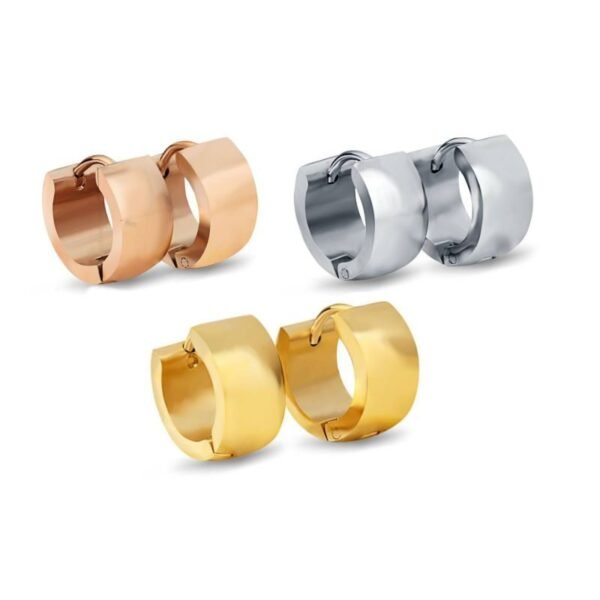 Gold Stainless Steel Plain Huggie Hoop Earrings ME-082