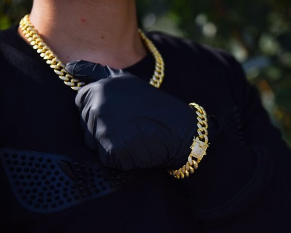 Celebrity Gold Finish Iced Out Cuban Link Choker Chain - Image 10