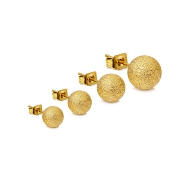 Gold Matte Finish Simple Ball Stud Earring