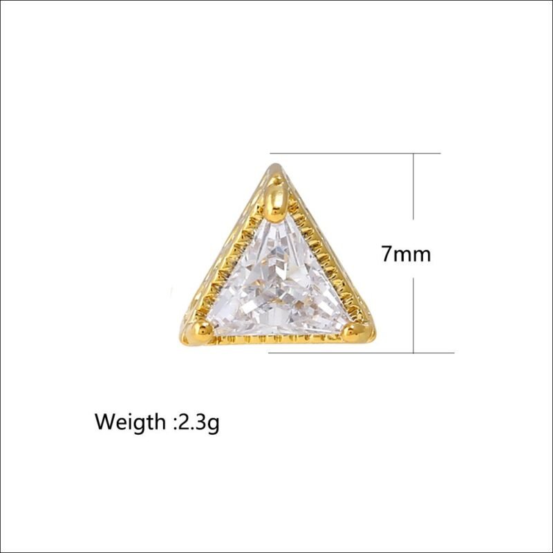 Briella Gin Gold Simple Triangle Dazzling Stud Earring - Image 7