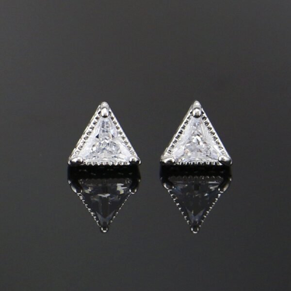 Briella Gin Gold Simple Triangle Dazzling Stud Earring - Image 2