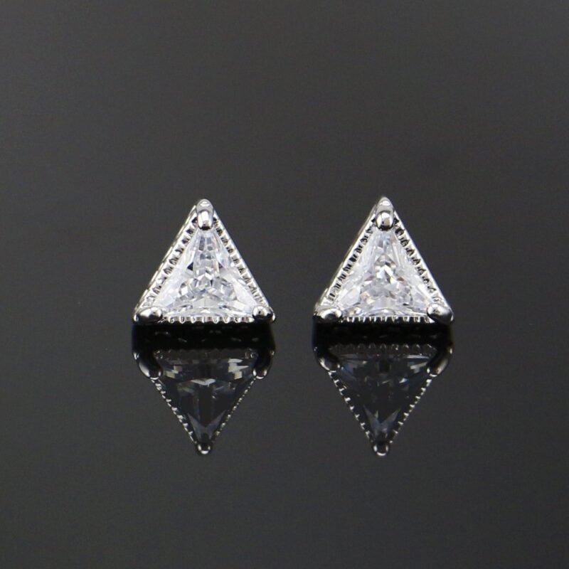 Briella Gin Gold Simple Triangle Dazzling Stud Earring - Image 2