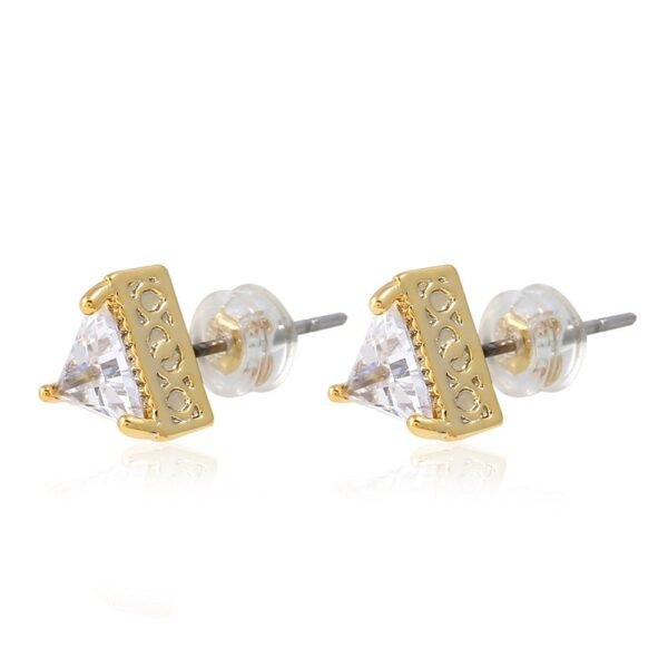Briella Gin Gold Simple Triangle Dazzling Stud Earring - Image 3