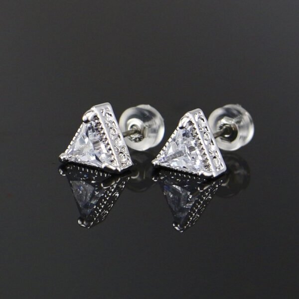 Briella Gin Gold Simple Triangle Dazzling Stud Earring - Image 6