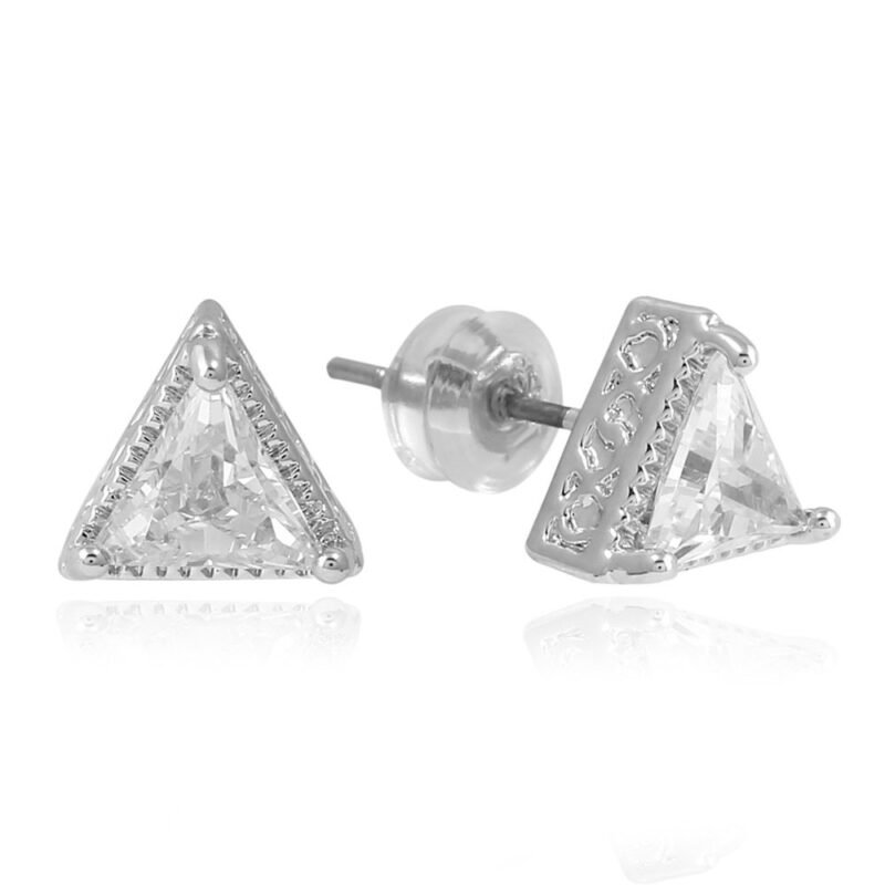Briella Gin Gold Simple Triangle Dazzling Stud Earring - Image 4