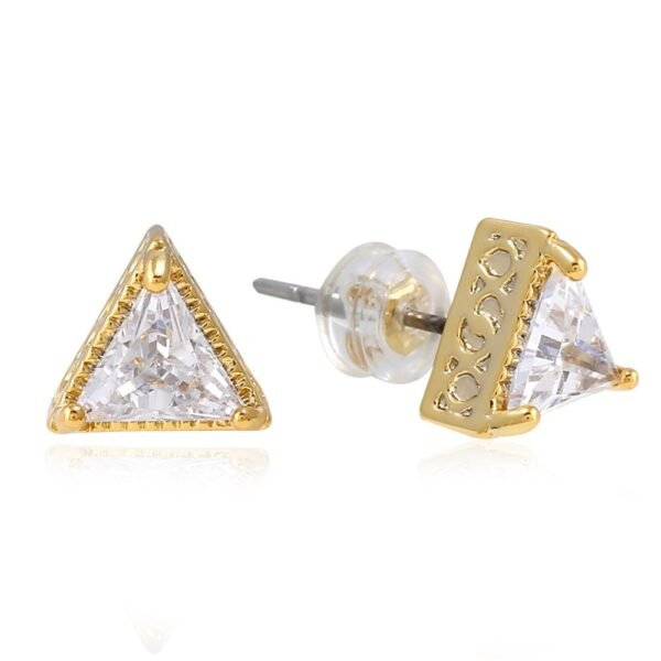 Briella Gin Gold Simple Triangle Dazzling Stud Earring - Image 5