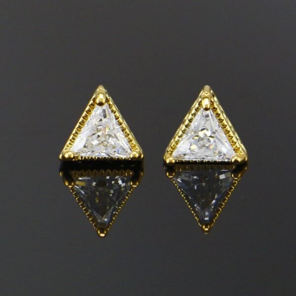 Briella Gin Gold Simple Triangle Dazzling Stud Earring - Image 11