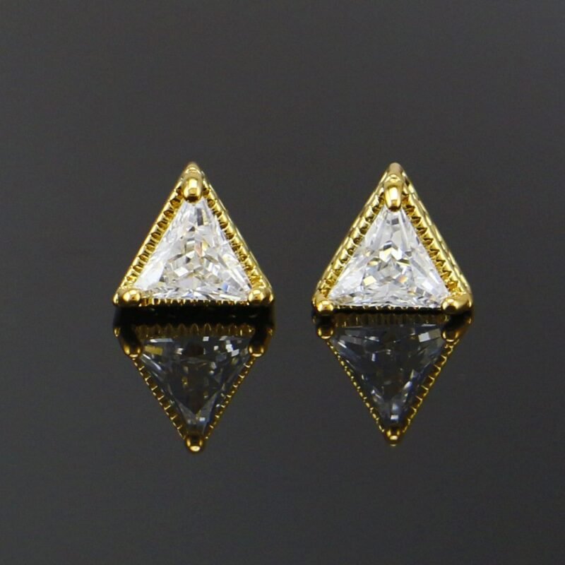 Briella Gin Gold Simple Triangle Dazzling Stud Earring - Image 11