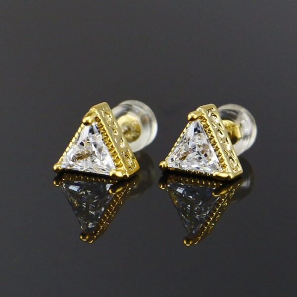 Briella Gin Gold Simple Triangle Dazzling Stud Earring - Image 12