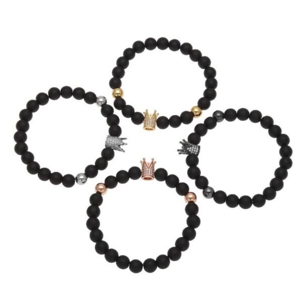 Crown Smooth Onyx stone Bead Bracelet - Image 12