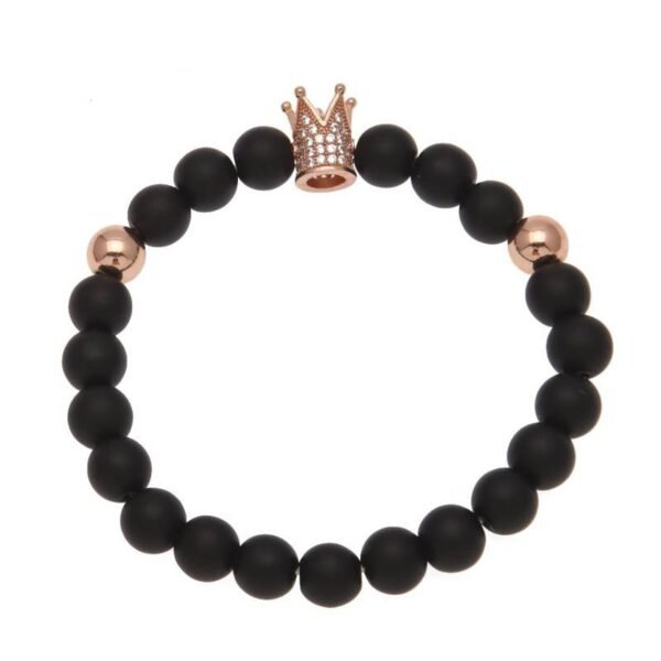 Crown Smooth Onyx stone Bead Bracelet - Image 2