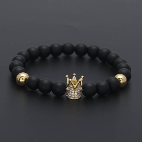 Crown Smooth Onyx stone Bead Bracelet - Image 4