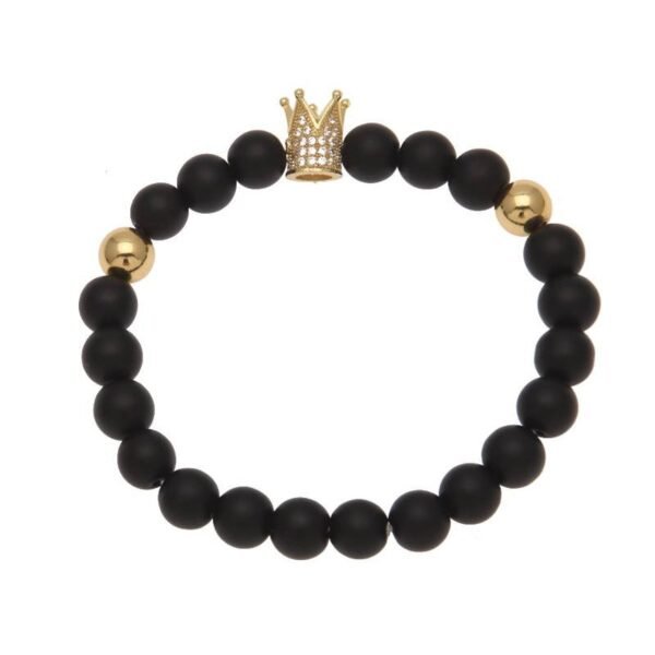 Crown Smooth Onyx stone Bead Bracelet - Image 3
