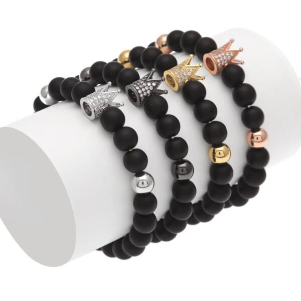 Crown Smooth Onyx stone Bead Bracelet - Image 10
