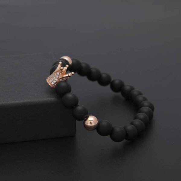 Crown Smooth Onyx stone Bead Bracelet - Image 6