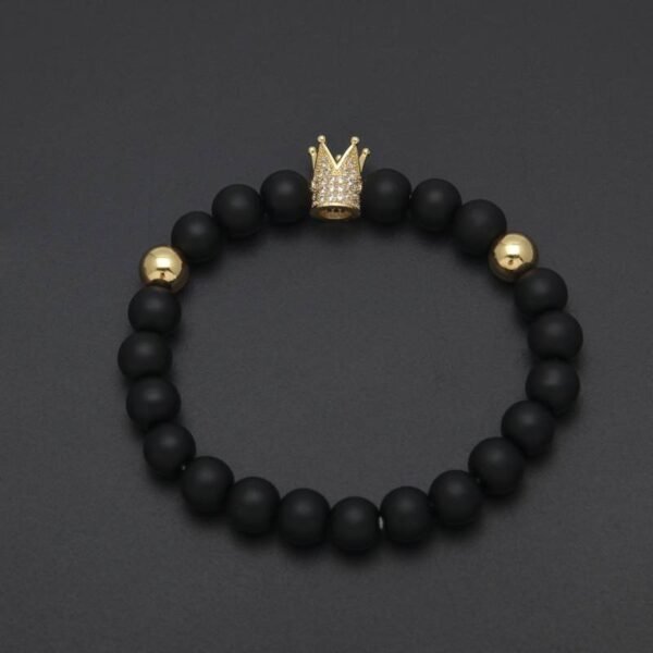 Crown Smooth Onyx stone Bead Bracelet - Image 7