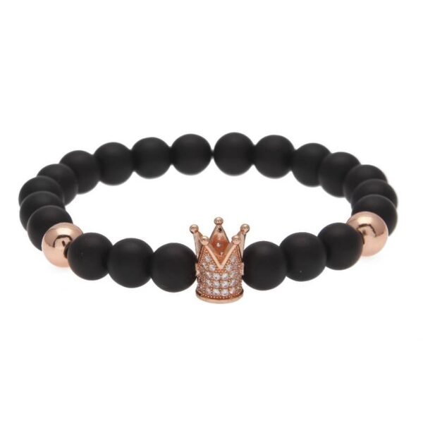 Crown Smooth Onyx stone Bead Bracelet - Image 8