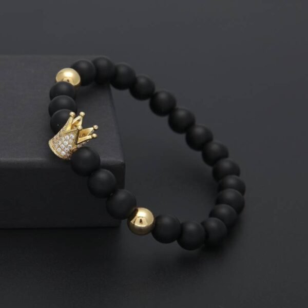 Crown Smooth Onyx stone Bead Bracelet - Image 9