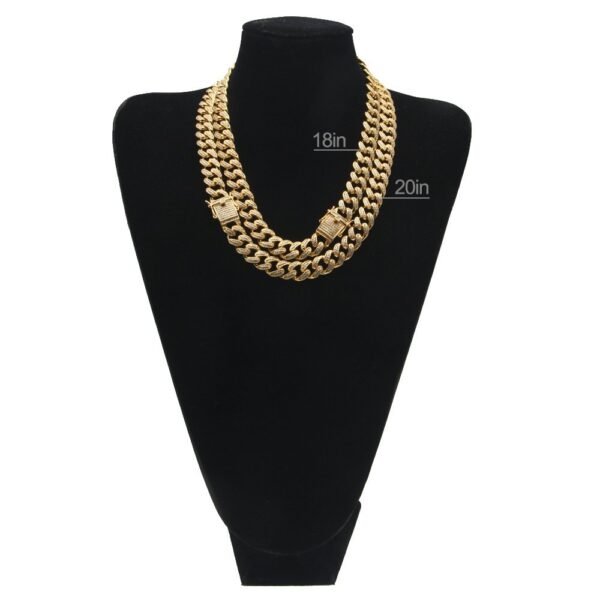 Celebrity Gold Finish Iced Out Cuban Link Choker Chain - Image 8