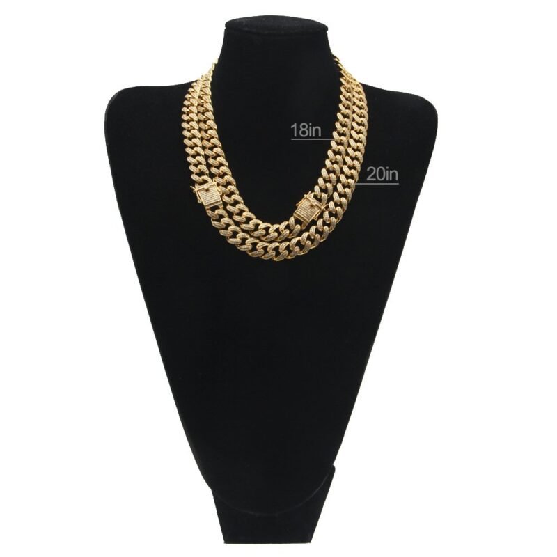 Celebrity Gold Finish Iced Out Cuban Link Choker Chain - Image 8