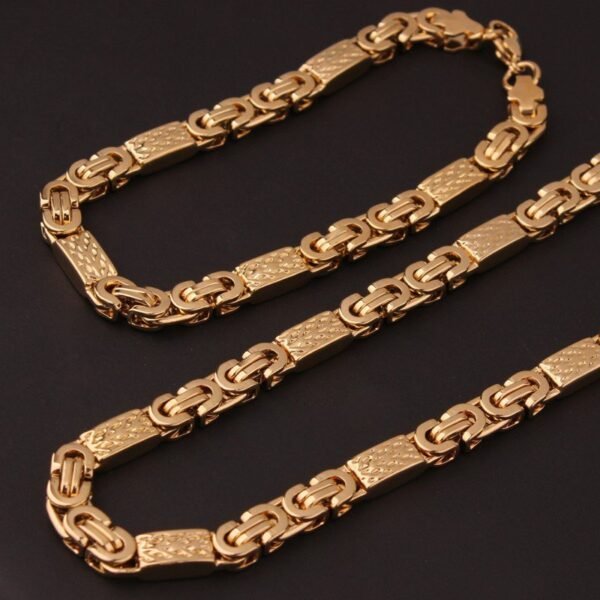 Gold Byzantine Necklace and Bracelet Set