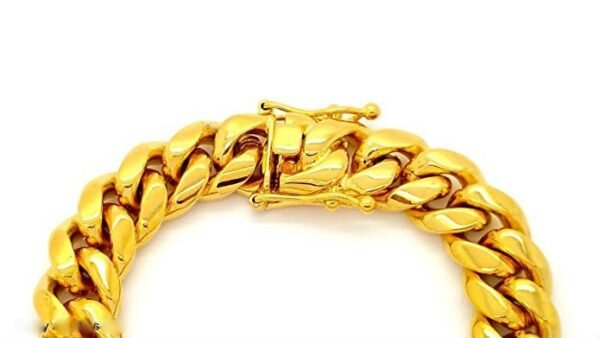 15mm Gold Open Box Hook Cuban Bracelet - Image 3