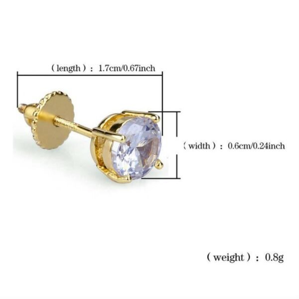 Classc Round Cut Diamond Gold Stud Earring - Image 6