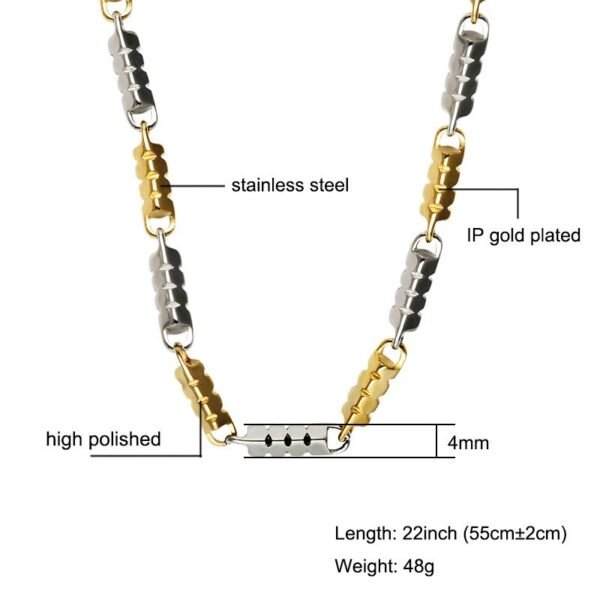 Two tone Gold &  Silver 4mm Clavicle Link Necklace NC-025 - Image 4
