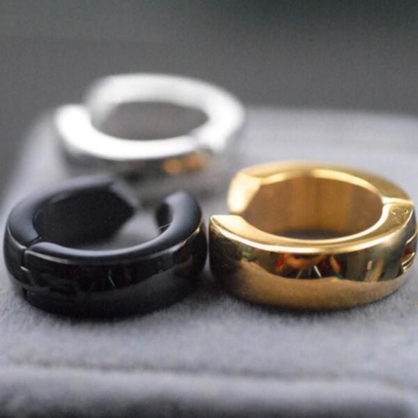 Gold Stainless Steel Clip On Hoop Earrings (No piercing) ME-058 - Image 2