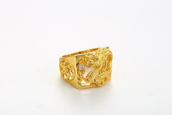 Vintage 22krt Malaysia Gold Finish 3D Dragon Ring - Image 4
