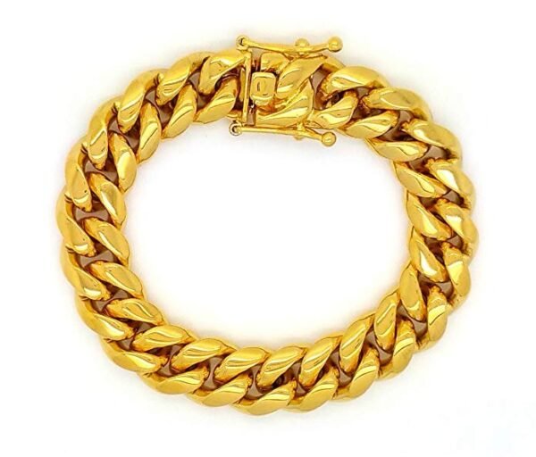 15mm Gold Open Box Hook Cuban Bracelet - Image 2