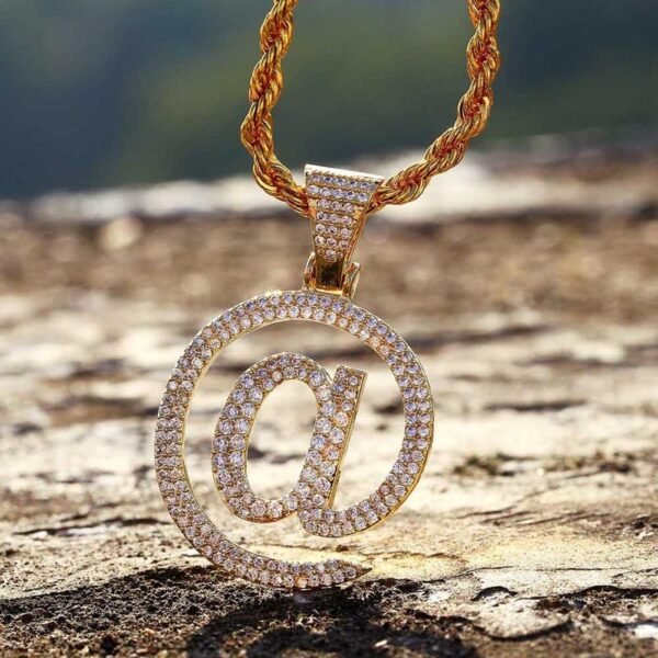 Gold Iced Out "@" Chain - Image 2